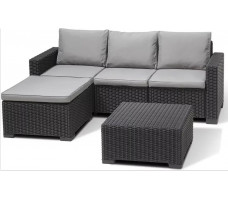 Набор садовой мебели California 3 Seater (трёхместный диван, пуф, столик) графит