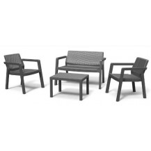 Комплект мебели Emily 2 seater (2х-местный диван, 2 кресла, столик) с подушками графит Комплект мебели Emily 2 seater (2х-местный диван, 2 кресла, столик) с подушками графит
