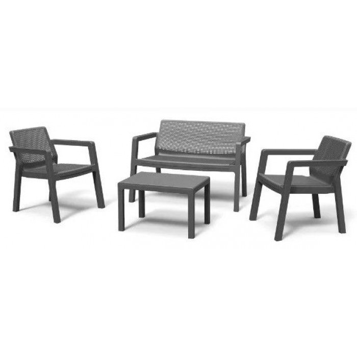 Комплект мебели Emily 2 seater (2х-местный диван, 2 кресла, столик) с подушками графит