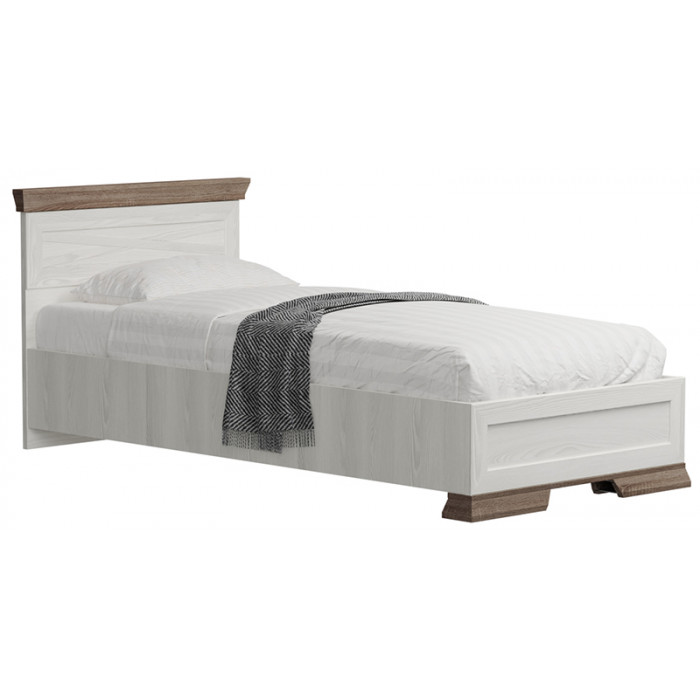 Кровать Marselle LOZ90х200 М 90*200 ясень снежный/дуб сонома темный (с металлическим основанием)