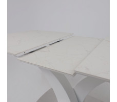 Стол НОТР ДАМ MODERNE 1400(1800)*850 камень белый Calacata vagli/белый муар