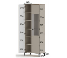 Шкаф Domenica REG1D1W 70*41*199 глиняный серый (с подсветкой)