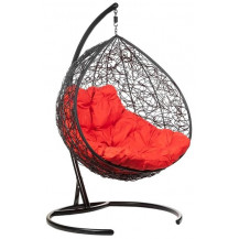Подвесное кресло-кокон BiGarden Gemini Black (Джемини) красная подушка