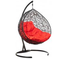 Подвесное кресло-кокон BiGarden Gemini Black (Джемини) красная подушка