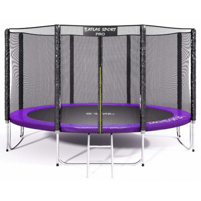 Батут Atlas Sport 374 см - 12ft PRO (усиленные опоры) фиолетовый