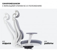 Кресло SPARX Pillow (Пиллоу) White/Grey белый/серый