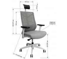 Кресло CHAIR MEISTER Nature II Black Slider (с подголовником) серый/каркас черный