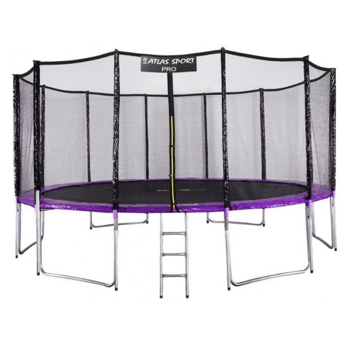 Батут Atlas Sport 490 см (16ft) PRO (усиленные опоры) фиолетовый
