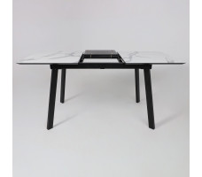 Стол AV 1209 HPL+МДФ 1200 (1600)*800 мрамор белый/черный