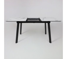 Стол AV 1209 HPL+МДФ 1200 (1600)*800 мрамор белый/черный