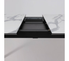Стол AV 1209 HPL+МДФ 1200 (1600)*800 мрамор белый/черный