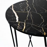 Стол журнальный АЛЛЮР черный мрамор/черный, d400*600 купить в Минске
