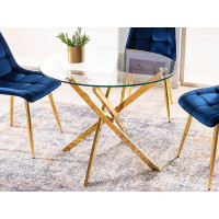 Стол обеденный Signal AGIS (Агис) 90*90*75 прозрачный/золотой купить в Минске