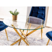 Стол обеденный Signal AGIS (Агис) 90*90*75 прозрачный/золотой купить в Минске