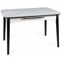 Стол обеденный Signal APOLLO (Аполло) (120-160)*80*76 белый мат/черный