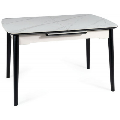 Стол обеденный Signal APOLLO (Аполло) (120-160)*80*76 белый мат/черный купить в Минске