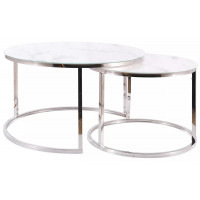Комплект SIGNAL ATLANTA B (2 стола журнальных) белый мрамор/хром купить в Минске Комплект SIGNAL ATLANTA B (2 стола журнальных) белый мрамор/хром купить в Минске