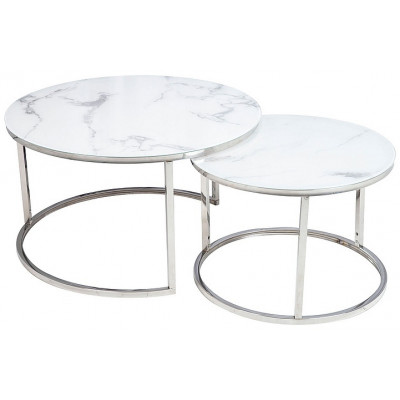 Комплект SIGNAL ATLANTA B (2 стола журнальных) белый мрамор/хром купить в Минске