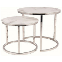 Комплект SIGNAL ATLANTA B II (2 стола журнальных) белый мрамор/хром Комплект SIGNAL ATLANTA B II (2 стола журнальных) белый мрамор/хром