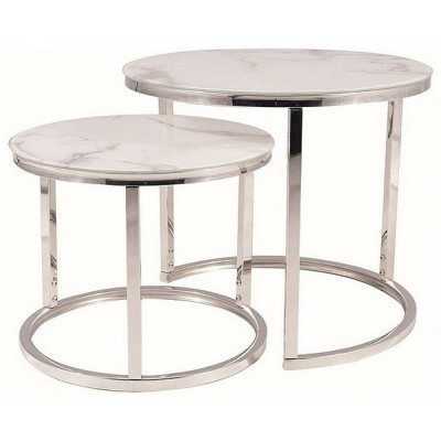 Комплект SIGNAL ATLANTA B II (2 стола журнальных) белый мрамор/хром купить в Минске