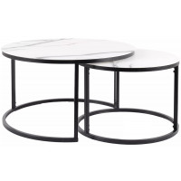 Комплект SIGNAL ATLANTA C (2 стола журнальных) белый мрамор/черный мат