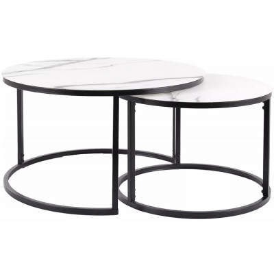 Комплект SIGNAL ATLANTA C (2 стола журнальных) белый мрамор/черный мат купить в Минске