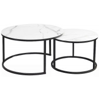 Комплект SIGNAL ATLANTA C (2 стола журнальных) белый мрамор/черный мат купить в Минске Комплект SIGNAL ATLANTA C (2 стола журнальных) белый мрамор/черный мат купить в Минске