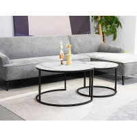 Комплект SIGNAL ATLANTA C (2 стола журнальных) белый мрамор/черный мат купить в Минске Комплект SIGNAL ATLANTA C (2 стола журнальных) белый мрамор/черный мат купить в Минске