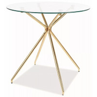 Стол обеденный Signal AZALIA (Азалия) 80*80*75 прозрачный/золотой Стол обеденный Signal AZALIA (Азалия) 80*80*75 прозрачный/золотой