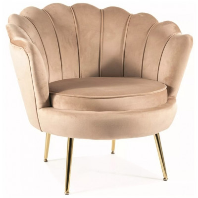 Кресло Signal Camellia (Камелия) Velvet Bluvel 28 бежевый/золотой купить в Минске