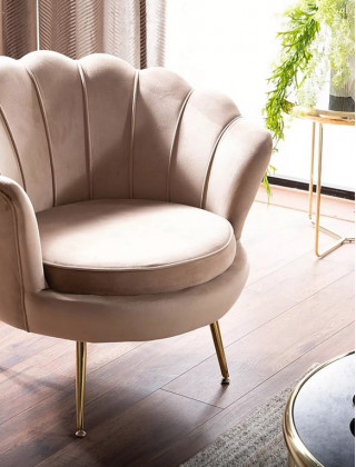 Кресло Signal Camellia (Камелия) Velvet Bluvel 28 бежевый/золотой купить в Минске