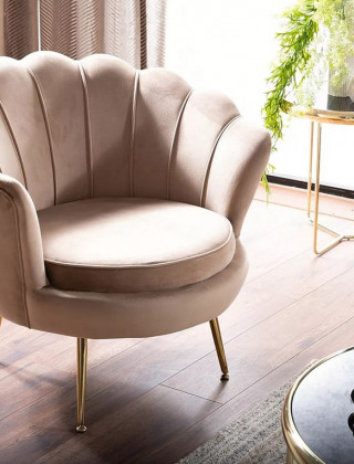 Кресло Signal Camellia (Камелия) Velvet Bluvel 28 бежевый/золотой купить в Минске