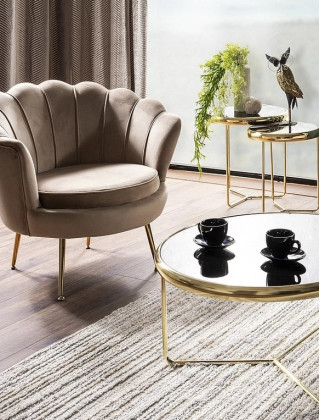 Кресло Signal Camellia (Камелия) Velvet Bluvel 28 бежевый/золотой купить в Минске