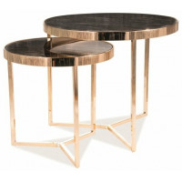 Комплект SIGNAL DELIA II (2 стола журнальных) мраморный эффект/золотой Комплект SIGNAL DELIA II (2 стола журнальных) мраморный эффект/золотой