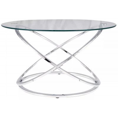 Стол журнальный SIGNAL EOS B 80*80*46 прозрачный/хром купить в Минске