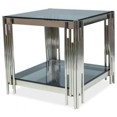 Стол журнальный SIGNAL FOSSIL B 55*55*55 дымчатый/серебряный купить в Минске
