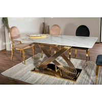 Стол обеденный Signal HERMES (Гермес) 160*90 эффект белого мрамора/золотой купить в Минске