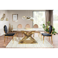 Стол обеденный Signal HERMES (Гермес) 160*90 эффект белого мрамора/золотой купить в Минске