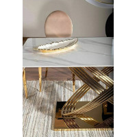 Стол обеденный Signal HERMES (Гермес) 160*90 эффект белого мрамора/золотой купить в Минске