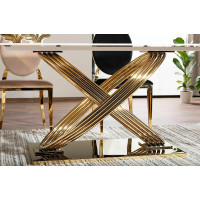 Стол обеденный Signal HERMES (Гермес) 160*90 эффект белого мрамора/золотой купить в Минске