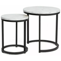 Комплект SIGNAL HOLA (2 стола журнальных) белый мрамор/черный