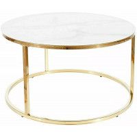 Стол журнальный SIGNAL SABINE (Сабин) d80 эффект белого мрамора/золотой Стол журнальный SIGNAL SABINE (Сабин) d80 эффект белого мрамора/золотой