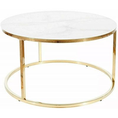 Стол журнальный SIGNAL SABINE (Сабин) d80 эффект белого мрамора/золотой купить в Минске