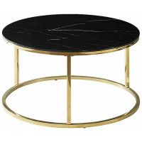 Стол журнальный SIGNAL SABINE (Сабин) d80 эффект черного мрамора/золотой Стол журнальный SIGNAL SABINE (Сабин) d80 эффект черного мрамора/золотой