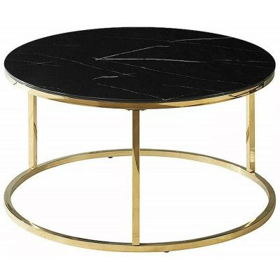 Стол журнальный SIGNAL SABINE (Сабин) d80 эффект черного мрамора/золотой купить в Минске