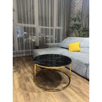 Стол журнальный SIGNAL SABINE (Сабин) d80 эффект черного мрамора/золотой купить в Минске