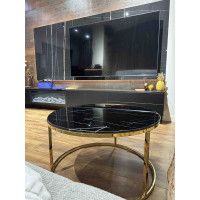 Стол журнальный SIGNAL SABINE (Сабин) d80 эффект черного мрамора/золотой купить в Минске