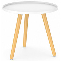 Стол журнальный Stepp TALVI (Талви) d50*45 белый/бежевые ножки