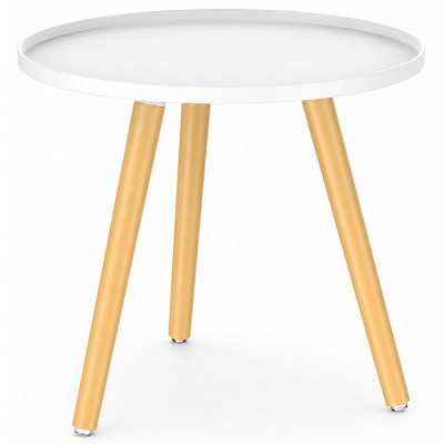 Стол журнальный Stepp TALVI (Талви) d50*45 белый/бежевые ножки