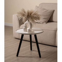 Стол журнальный Stepp TALVI (Талви) d50*45 белый/черные ножки